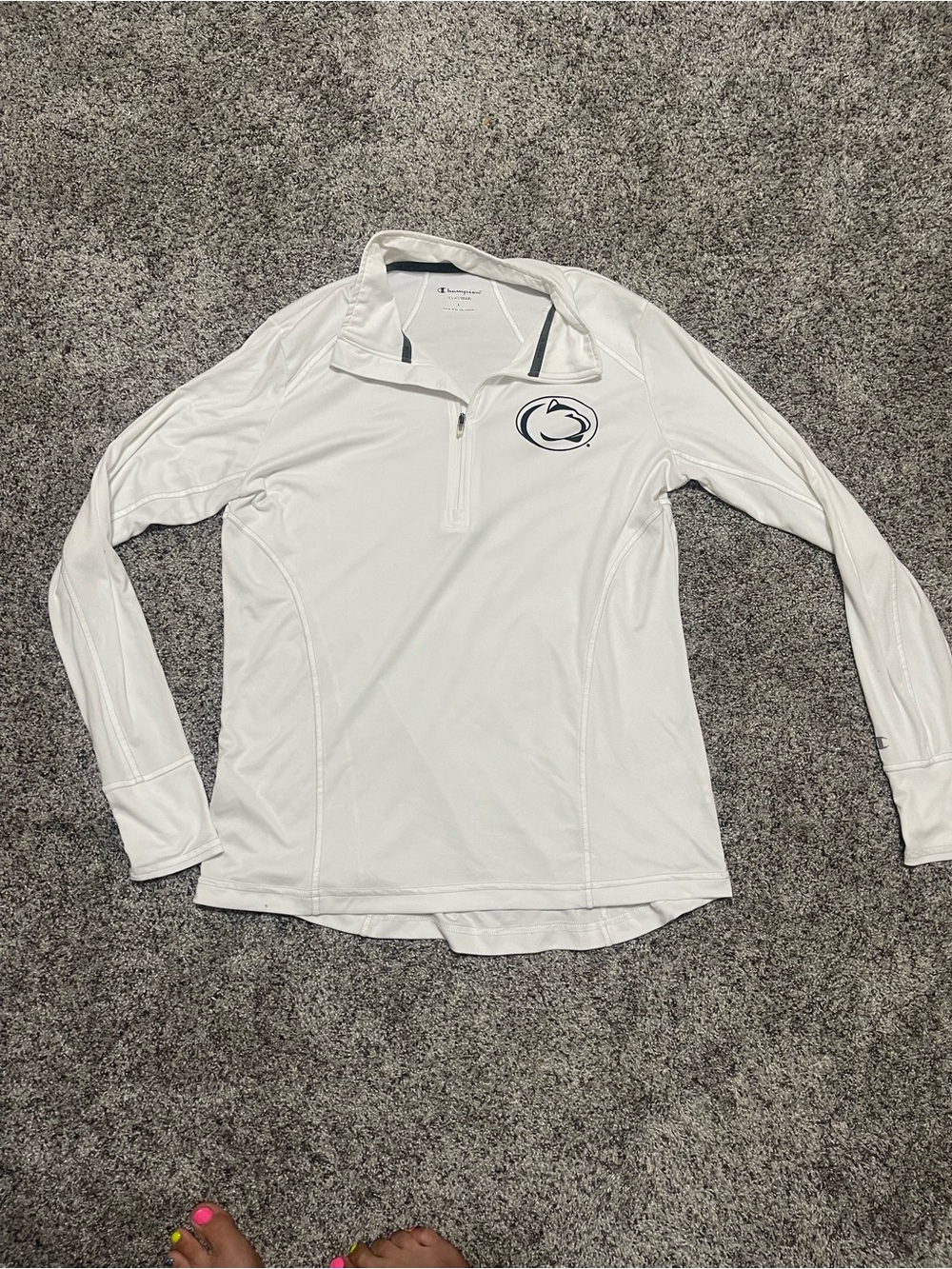 Champion White Quarter-Zip Pullover with Navy Penn State Logo